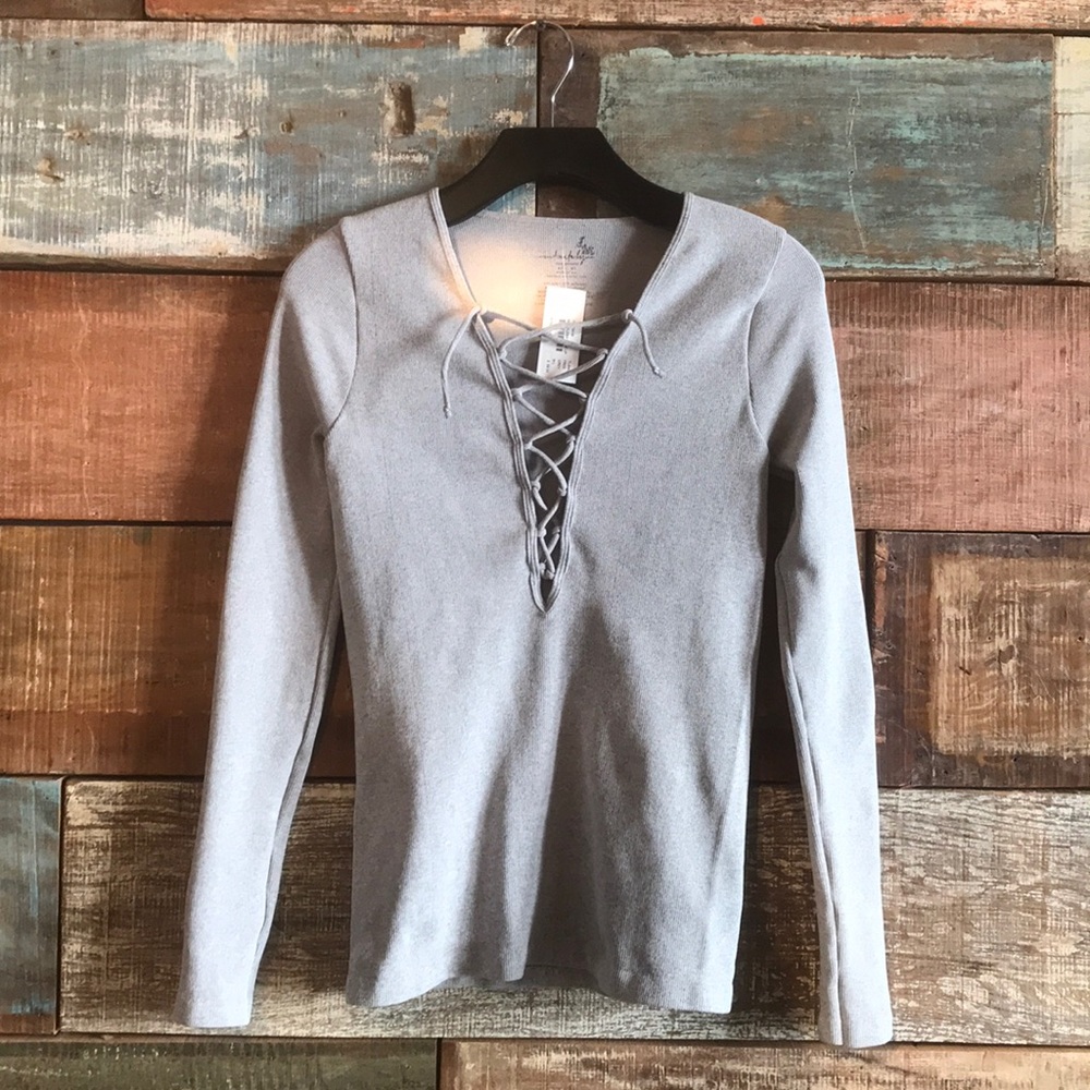 Free People Seamless Lace-up Long Sleeve Top - Picture 2 of 4